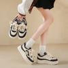BKQU  Women's Platform Sneakers Fashion PU Leather Shoes Classic Lace Up Comfortable Skate Walking Casual Tennis for Lady