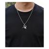 Prata de lei S925 feita à mão, pingente de foice e martelo, tendência nacional personalizada, pingente de colar para casal masculino comunista