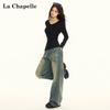 La Chapelle Women's V-Neck Long Sleeve Slim-Fit T-Shirt