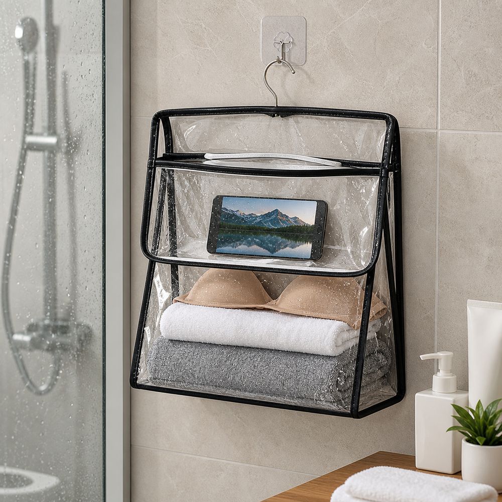 Touchscreen Phone Pocket Bathroom Storage Bag Transparent Garment Bag Shower Essentials