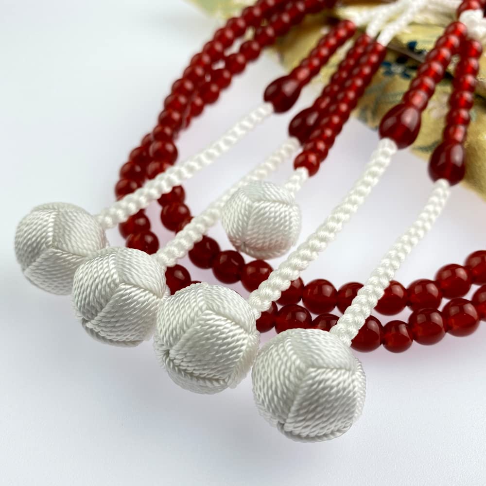 Myorenka Soka Gakkai Prayer Beads Black and Red PC 1 Shaku Medium Juzu Beads and Juzu Case Set with Odamaki Bonten SGI Prayer 0 Shaku Beads and White