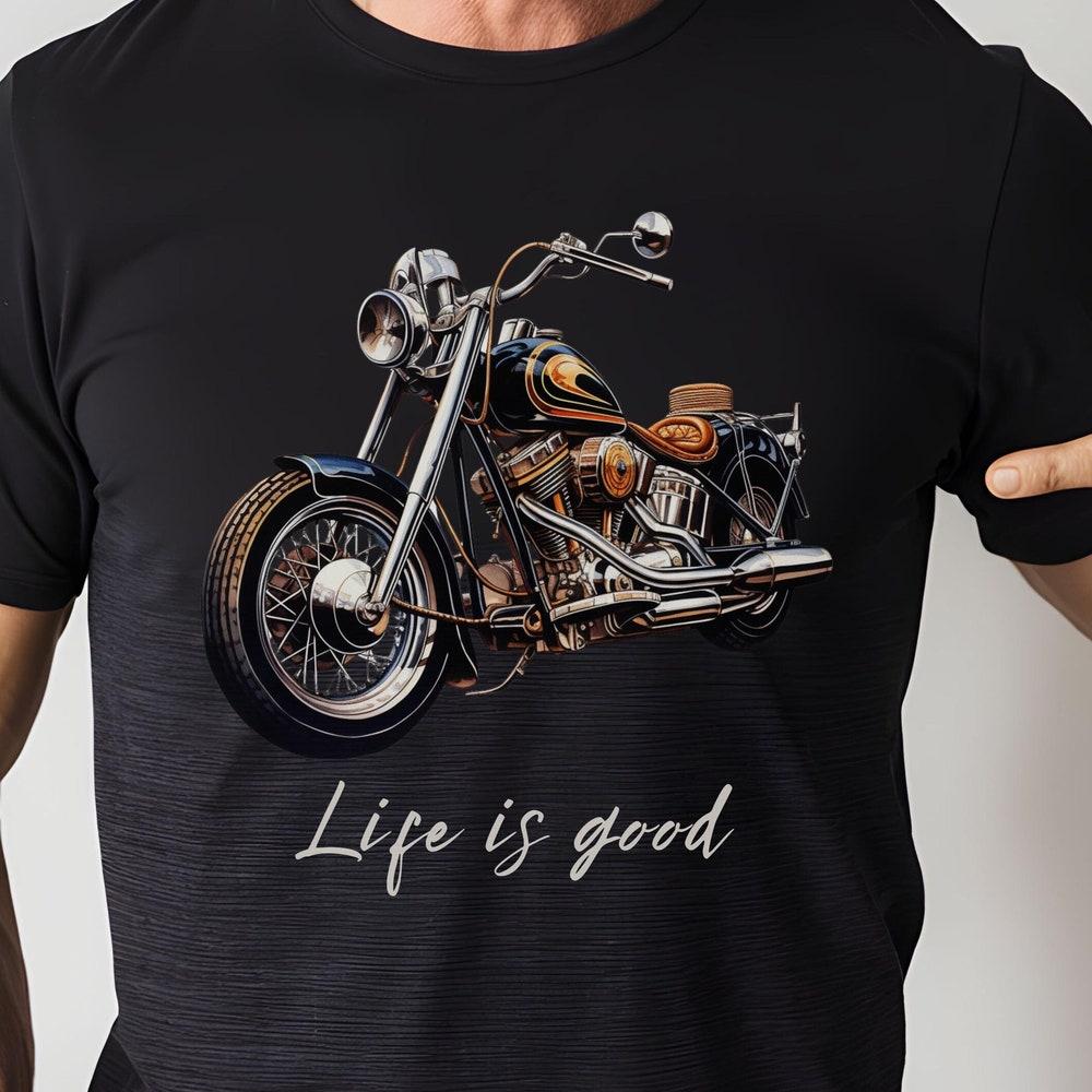 Vintage Style Motorcycle T-Shirt | Life is Good Biker Tee XL