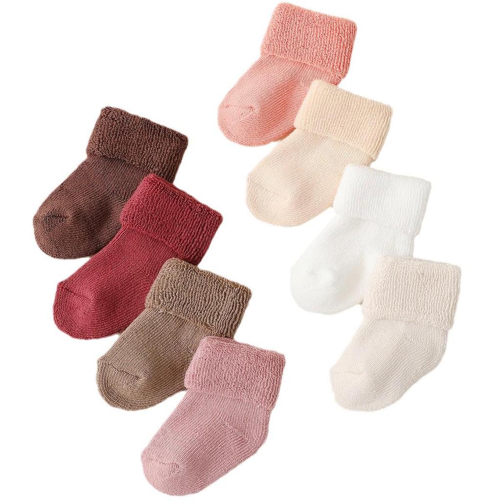 Thickened Warm Newborn Baby Terry Socks - Candy Colors for Autumn/Winter