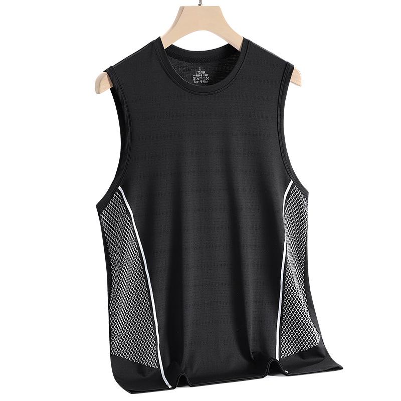 Men's Summer Ice Silk Quick-Dry Sleeveless Sports Vest: Breathable, Lightweight, Versatile, and Trendy