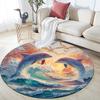 Dolphins Round Area Rug,Carpet Rug for Living Room Bedroom Sofa Playroom Decor,Non-slip Floor Mat