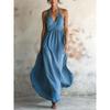 Europäisches und amerikanisches Sommer-Neumode-Kleid mit Halsausschnitt, ärmellos, schwingend, einfarbig