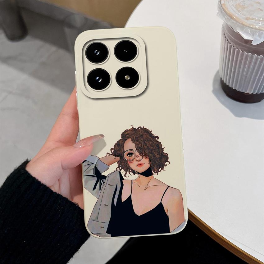 Trendy Girl Liquid Silicone Phone Case For Xiaomi 17 14 14T 15 15T Pro Poco C71 C75 M7 M8 F7 F8 Casing Premium Anti Slip Durable Shell For Xiaomi Capa