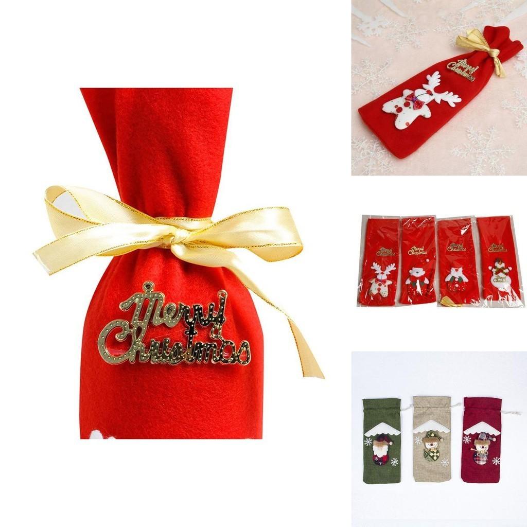 Festive Santa Wine Bottle Bag Cover For Merry Christmas Dinner Party Decor