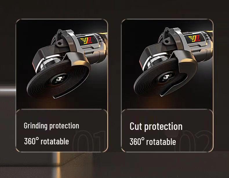 High-Power Brushless Rechargeable Angle Grinder with Lithium Battery for Cutting and Multi-Function Polishing