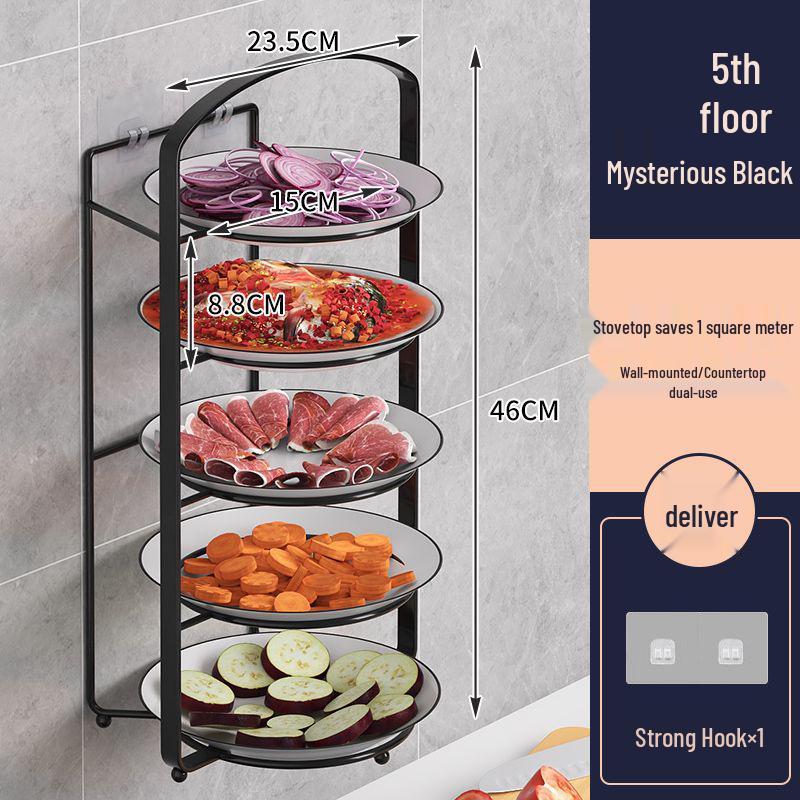 Многоярусная кухонная полка для овощей, мисок и тарелок - Настенная или напольная Default Option