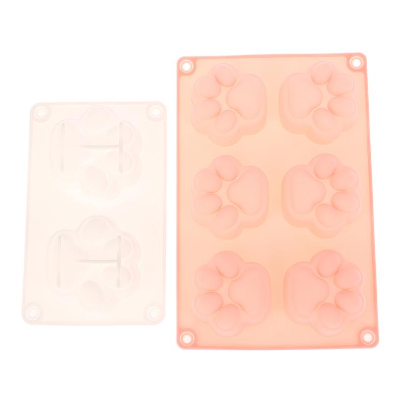 2/6 Cavity Cat Paw Silicone Soap Mold Animal Candle Resin Plaster Mold Diy Chocolate Jelly Cake Ice Cube Making Desk Decor Gift