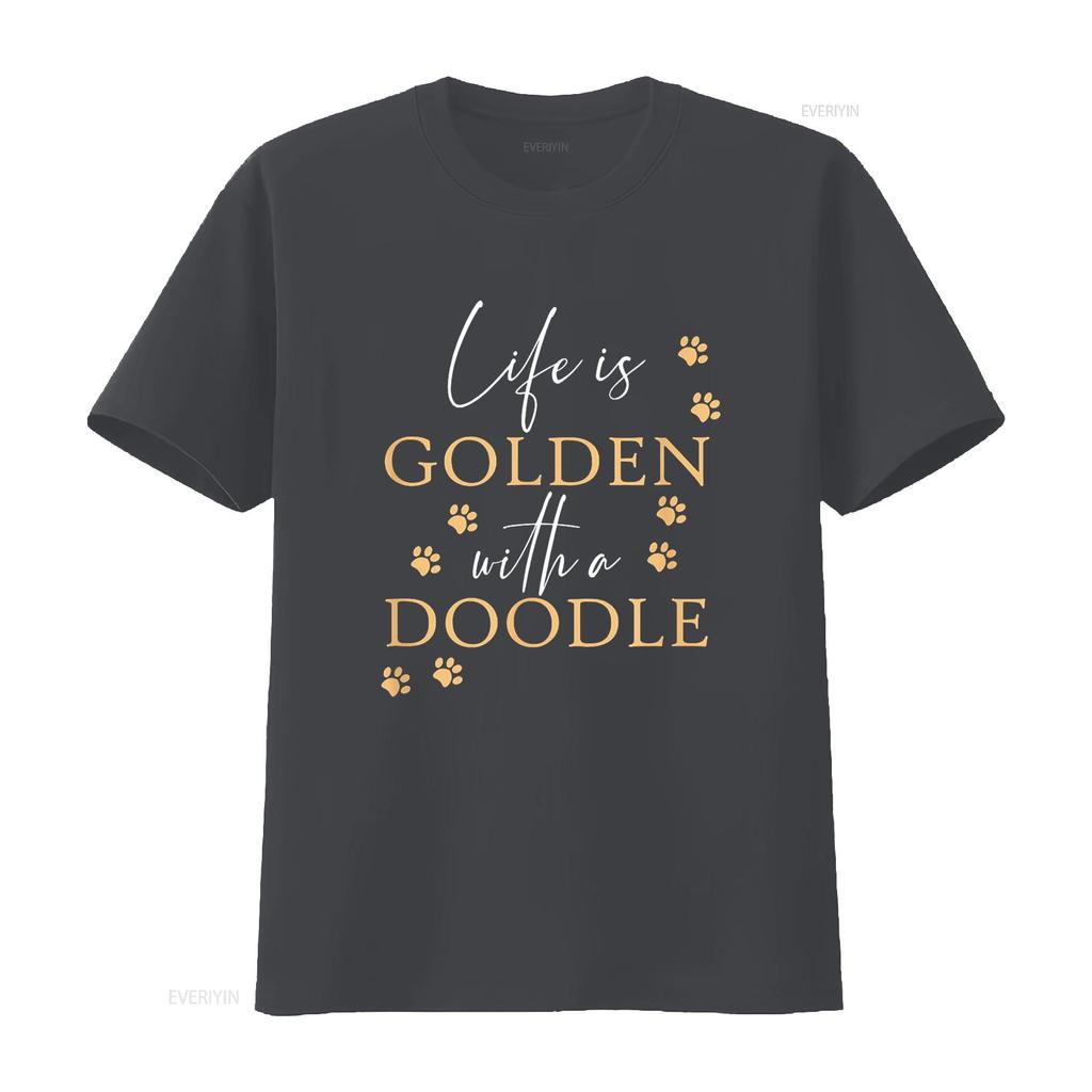 Life Is Golden With A Doodle Cute Goldendoodle Dog Lover T Shirt vintage Washed Comfortable Casual Stretched