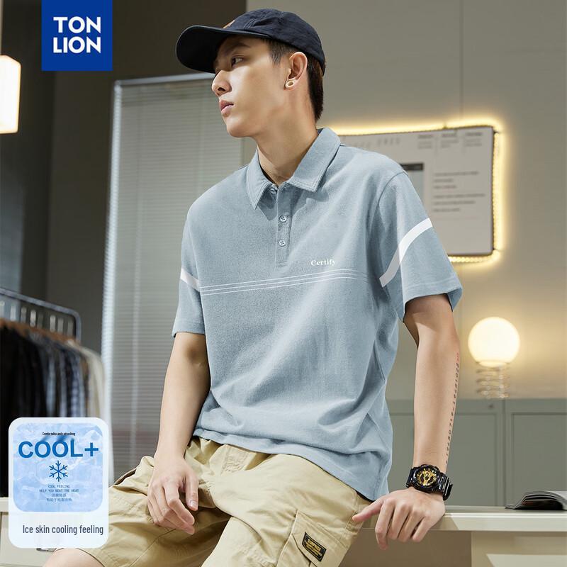 TonLion Men s 2026 Summer Contrast Stitch Polo Shirt M