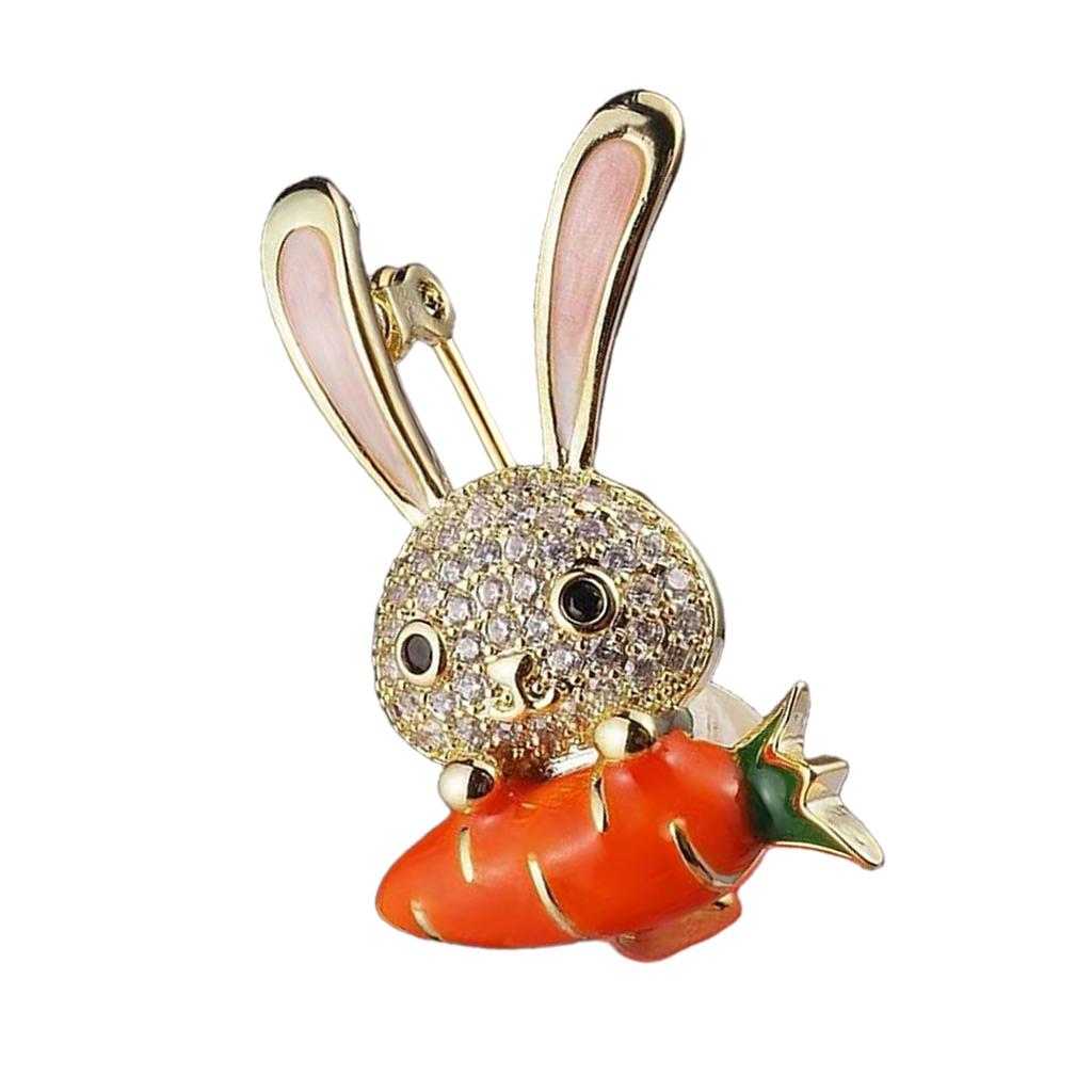 Cute Japanese Style Rabbit Brooch With Sparkling Crystal Accents Stylish Brooch Pin For Scarf Or Clothing Decoration