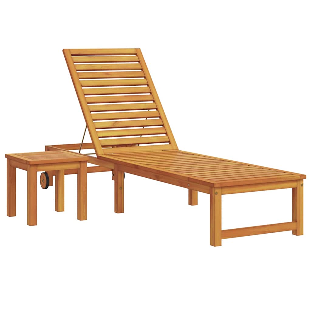 Sun Lounger Brown 202 X 53 X 89 Cm Solid Acacia Wood