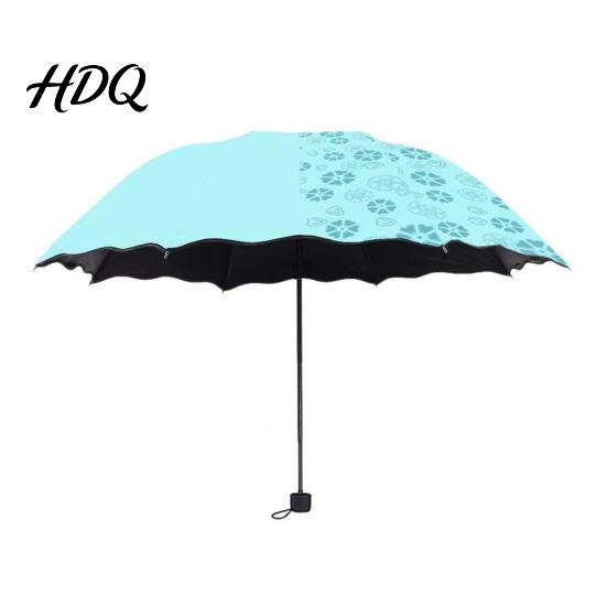 Large Umbrella Water-Reactive Folding with Wavy Edge Flowers Appear When UV Protection Rained On Windproof Sun Portable Travel