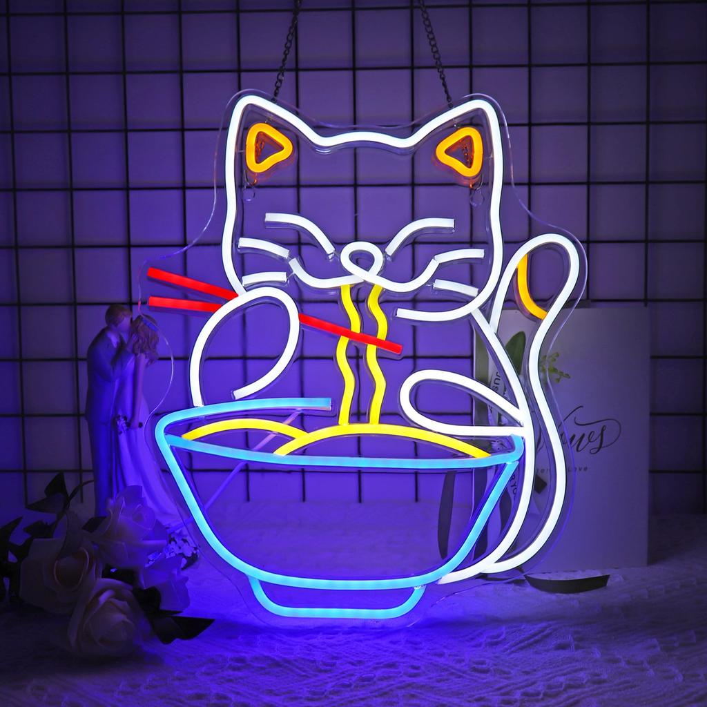 Ramen Neon Sign Noodle LED Light for Wall Décor Dimmable Restaurant Ramen Shop LED Neon Lights USB Powered Neon Art Signs Decor