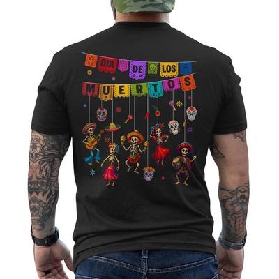 Tanzende Skelette Tag der Toten Dia De Los Muertos AUF DER RÜCKSEITE Unisex-T-Shirt
