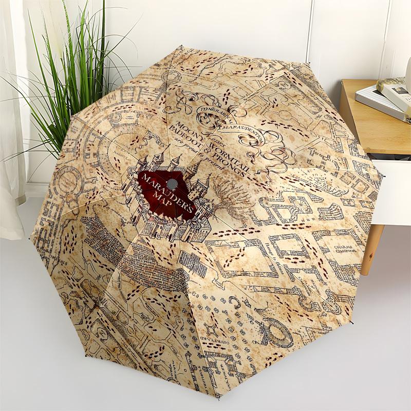 1pc Marauder s Map Hogwarts Umbrella with Plastic Handle,Suitable for All Seasons Travel Outdoor Multi-functional UmbrellaDCS213