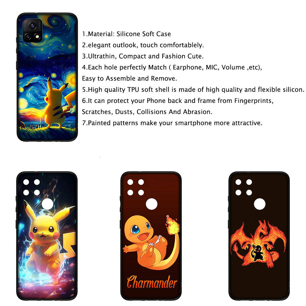 Cover for iPhone 16 15 Xiaomi Redmi Note 14 13 12 11 Pro Max X 8 9 16e Samsung Galaxy S25 S24 S23 Moto A4 OPPO Huawei Pikachu Charmander Phone Case