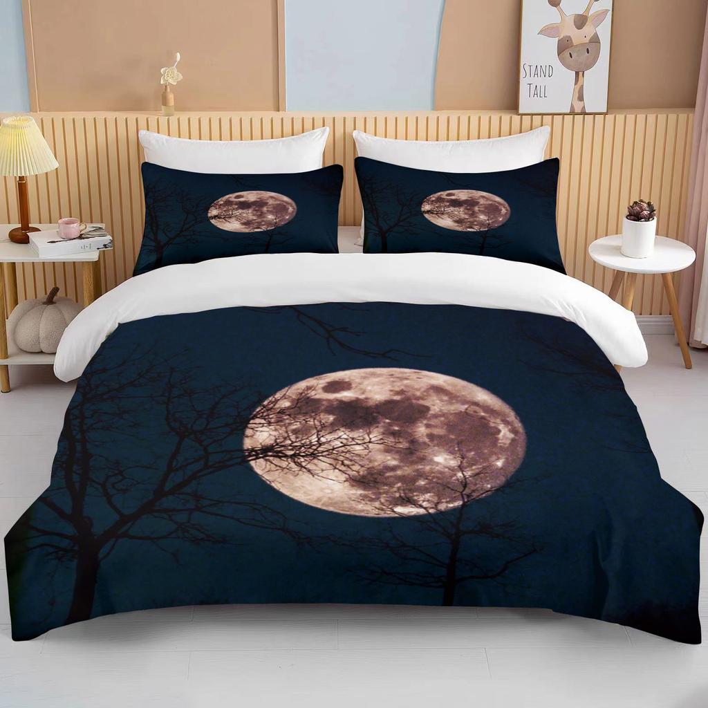 Moon Bedding Set Night View Duvet Cover Set With Pillowcase Bedding King Queen Full Double Single Size Luxury Bedxclothes Decor
