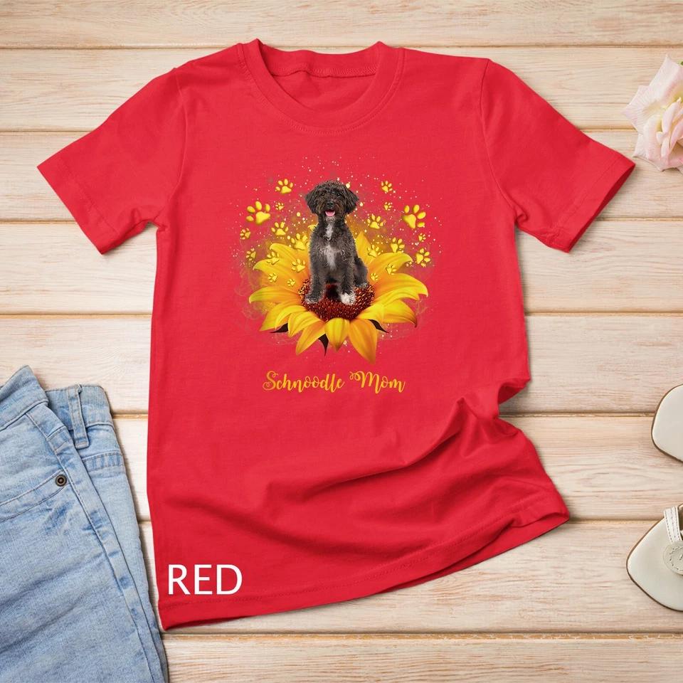 Schnoodle Mom Sunflower With Dog Paw Mother s Day Unisex T-shirt 6 L