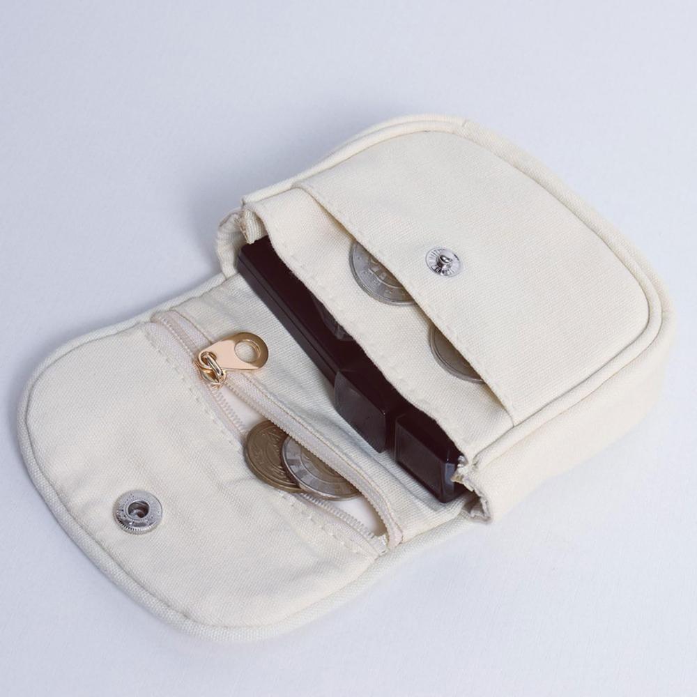 Mini Portable Canvas Coin And Card Holder, Simple Retro Headphone Bag, Simple Solid-Color Wallet And Card Storage Bag, Cute Smal
