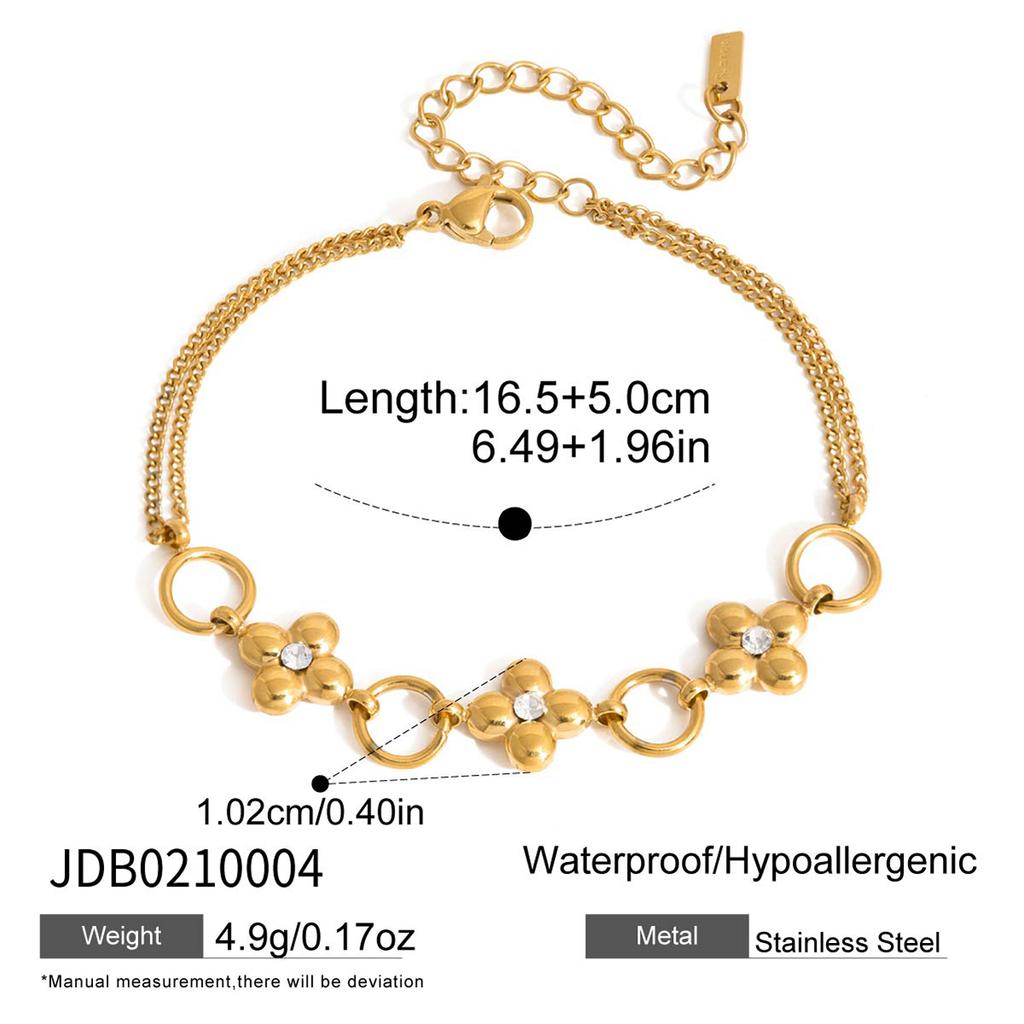 J&D Classic Leaf Rhinestone Chain Bracelet Stacking Wearing Fashion Bracelet