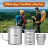 Outdoor Camping Ti 375ml Mug with Lid and Tea Filter Tea Cup for Camping Hiking Travel