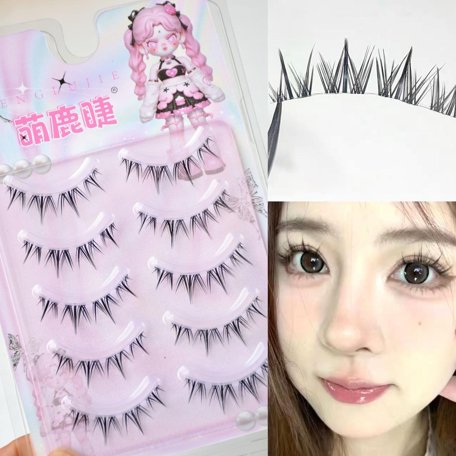 Thin Clear Band False Eyelashes Korean Style Fluffy Fake Lashes For Work Birthdays Parties A