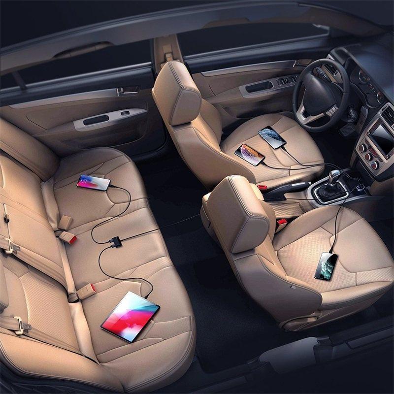 Joyroom 5-Port USB Car Charger with 6.2A Output & Extension Cable, Black (JR-CL03)