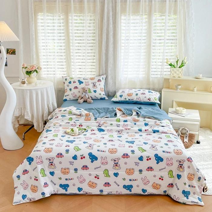 

2025 new Lightweight Quilt Wrinkle Resistant Washed Cotton All Season Comforter Single Double Bed Air Conditioning Duvet 150x200cm 1pcs