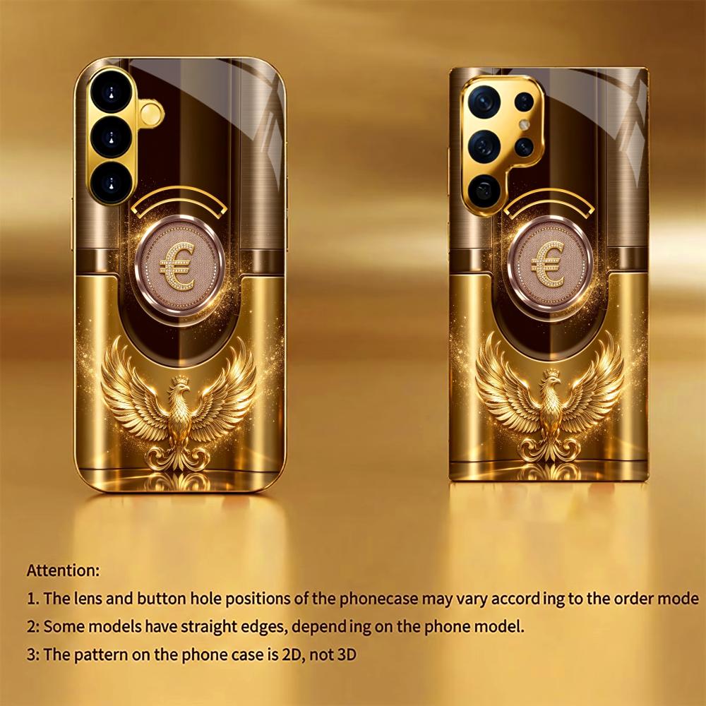 Wealth Phoenix Pattern phone case glass s26 ultra case s25 ultra case for Samsung Galaxy S26 S25 S24 S23 S22 FE Ultra Plus