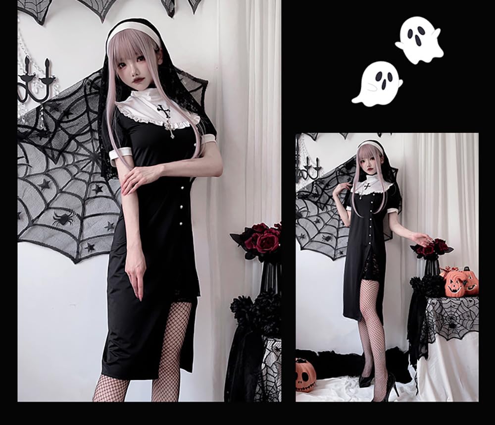 Sexy Nun Halloween Sister Set [Cedar Eight] Costume, Costume, Cosplay, 3-piece (L)
