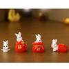 Charming Cartoon Resin Rabbit Figurine New Year Good Luck Bag For Home Decor