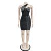 C6307 European & American Fashion Women's Solid Color Mesh Asymmetrical Neck Sleeveless Dress