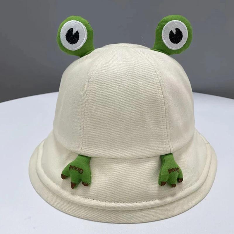 Summer Parent Kid Frog Bucket Hat Outdoor Children's Sunscreen Caps Cartoon Cute Panama Cap Adult Funny Cotton Fisherman Hats