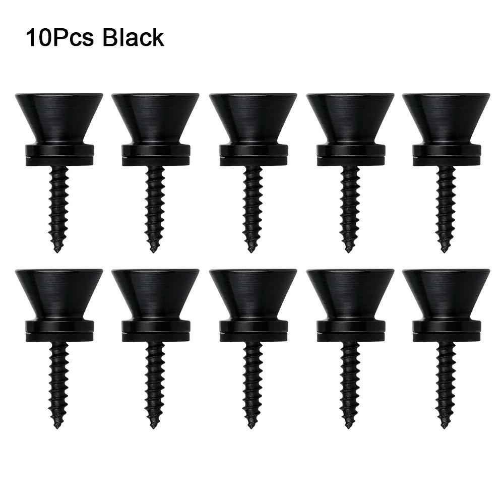 

10Pcs Strap Retainer System Guitar Strap Lock Removable Locking End Stud Guitar Accessories 10Pcs Black