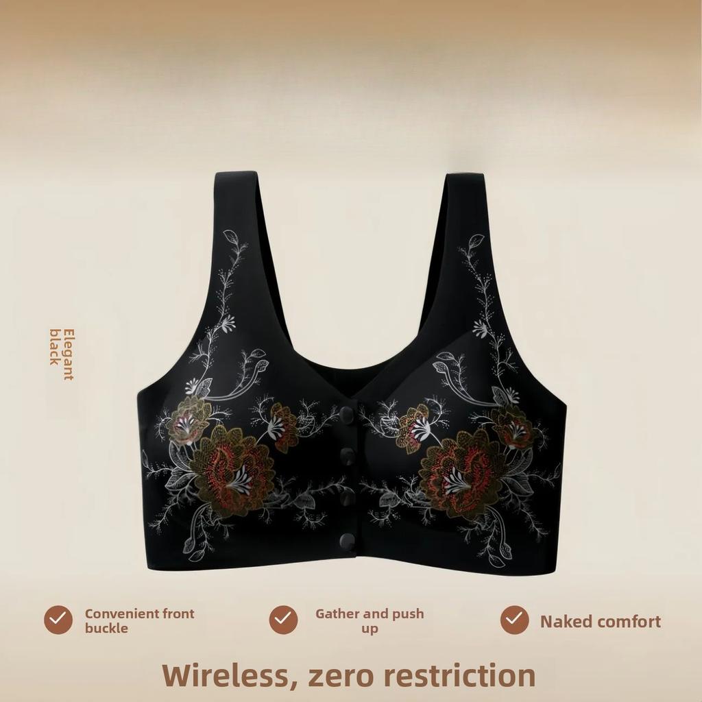Front Closure Wireless Nursing Bra, Small Bust Push Up Back Smoothing Thin Breathable Side Gathering Bra