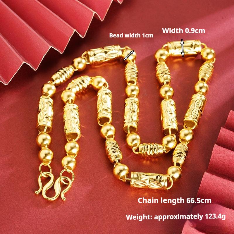 Vietnamese Gold Sand Olive Bead Pattern Necklace Men's Chinese Style Copper Alloy Jewelry Accessories