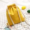 Solid Color Canvas Drawstring Backpack With Front Pocket And Rope Shoulder Straps For School Daily Travel Casual Student Storage Bag