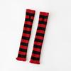 Women Arm Warmer Thumbhole Design Elbow Length Stretchy Knitted Arm Sleeves Red-Black Striped Half Finger Arm Gloves Cosplay Gloves Halloween Costume