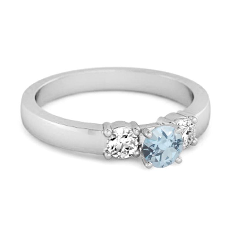 Blue Topaz Three Stone Ring –925 Sterling Silver