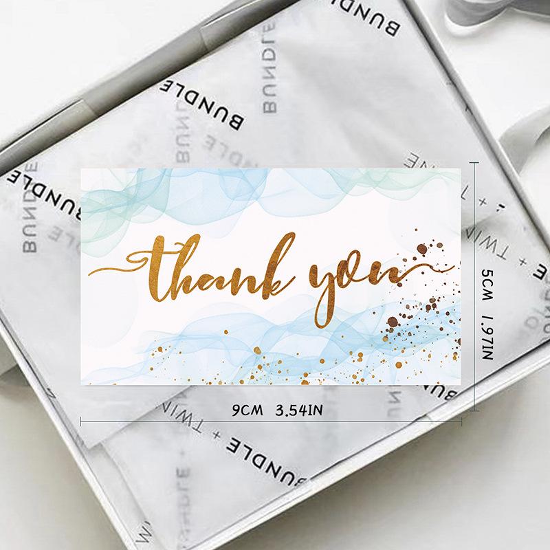 50pcs/ Pack Gold Textured Thank You Cards, Suitable For Weddings, Business, Party Invitations, Holiday Cards