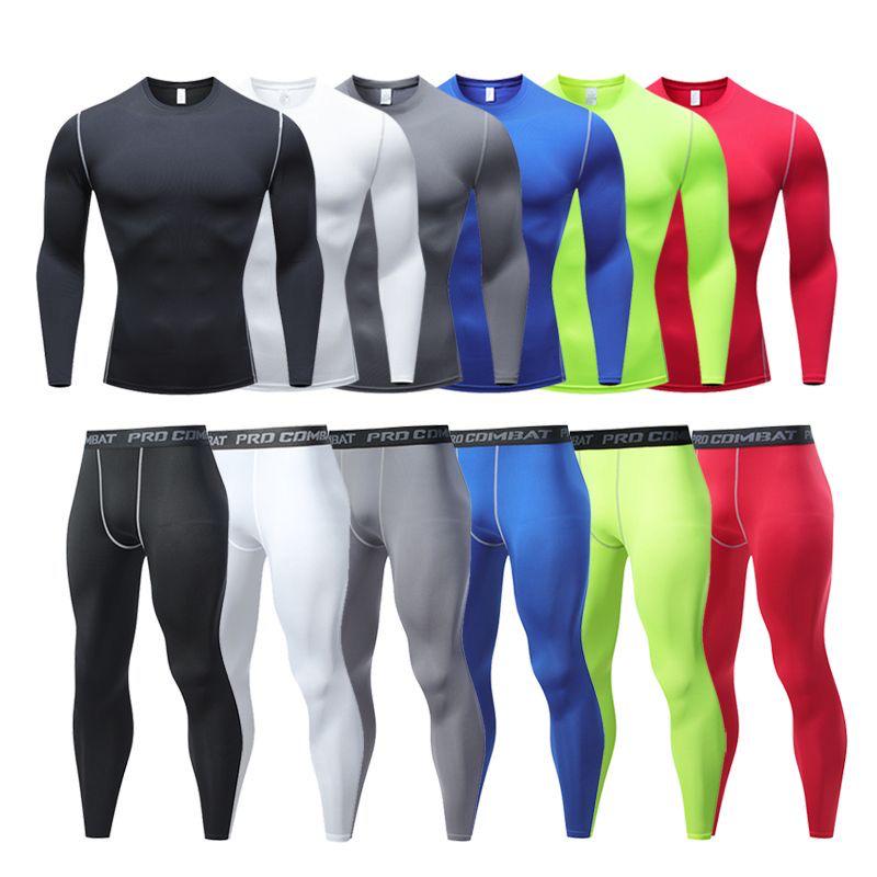 Men's Quick Dry Compression Sports Set: Long Sleeve & Pants Fitness Wear for Spring/Autumn Running & Training