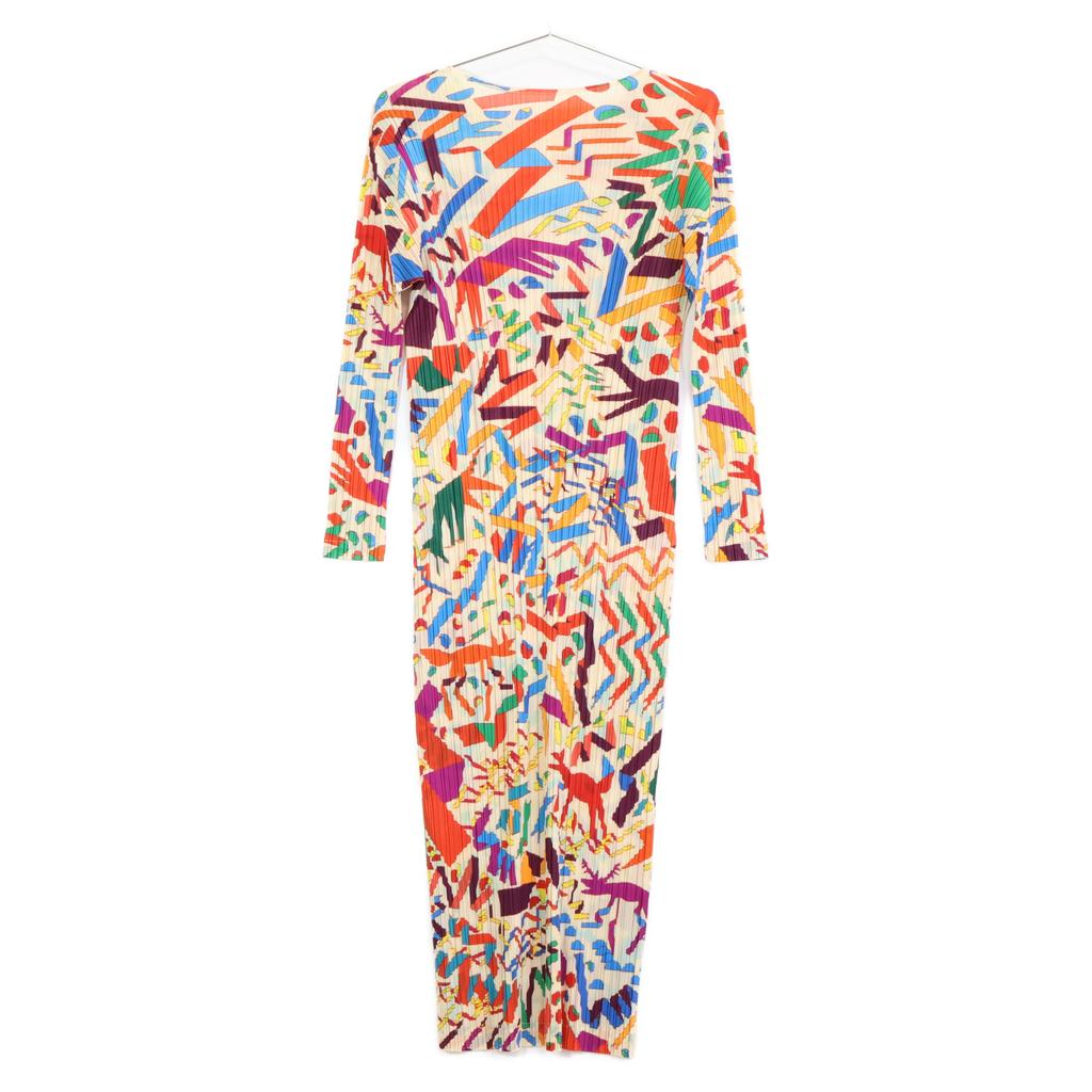 PLEATS PLEASE PP13-JH675 21AW CONFETTI Multicolor Ribbon Pleated Dress Dress 2 multicolorUsed