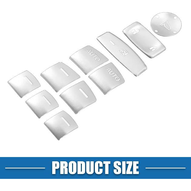 Car Master Window Switch Button Cover Trim Decal Sticker for Honda Accord 2018-2022 Silver Tone (Set of 10)