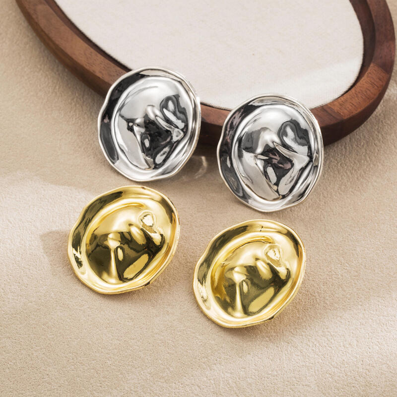 Orecchini a Bottone Rotondi Grandi Geometrici Lucidi per Donne Signore Semplicità Orecchini Pendenti Esagerati Gioielli Accessori per le Vacanze