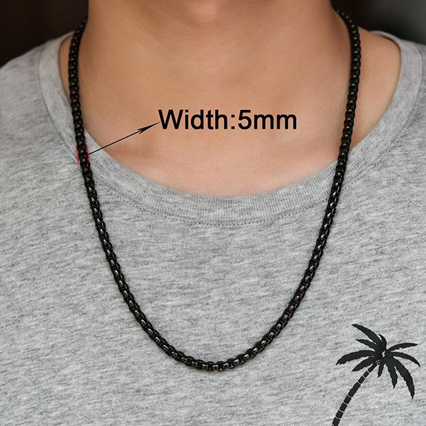2/3/4/5mm Men's Box Chain Stainless Steel Necklace Choker for Women Copper/Gold/Black/Rose Gold Color 14 - 40 Inch Metal Jewelry