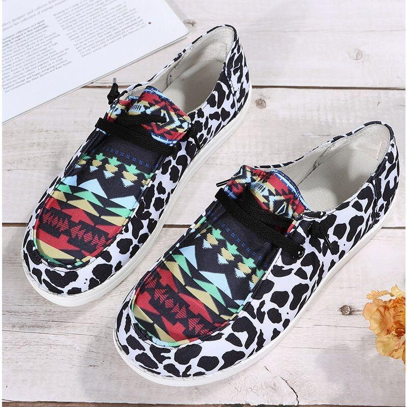 Spring new color matching four-season flat-bottomed lace-up single shoes women's round head canvas low-top large-size sequined casual shoes
